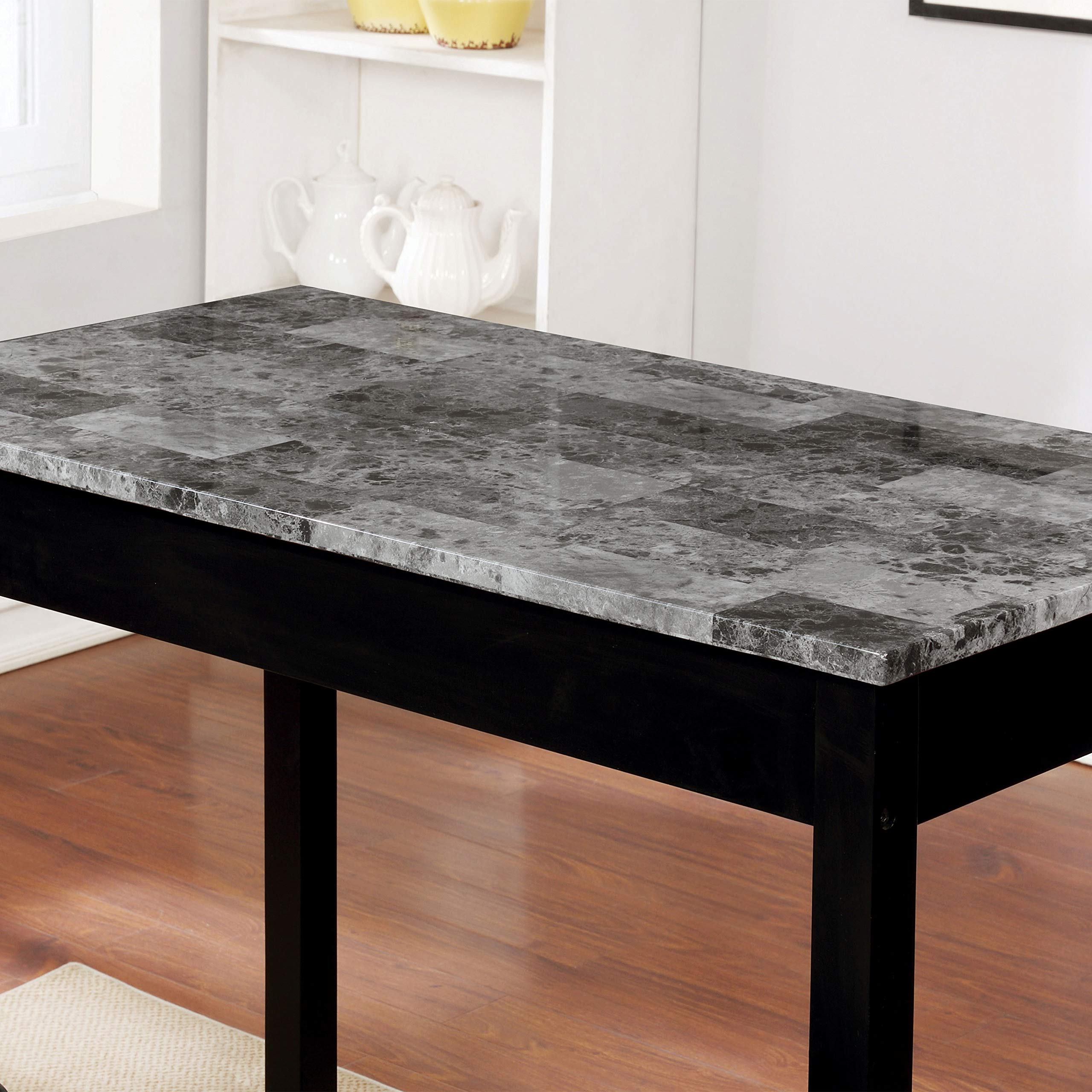 HOMES: Inside + Out Burghill 3-Piece Counter Height Dining Table Set in Gray and Black - Perfect for Small Spaces, Kitchen Nooks & Modern Apartments