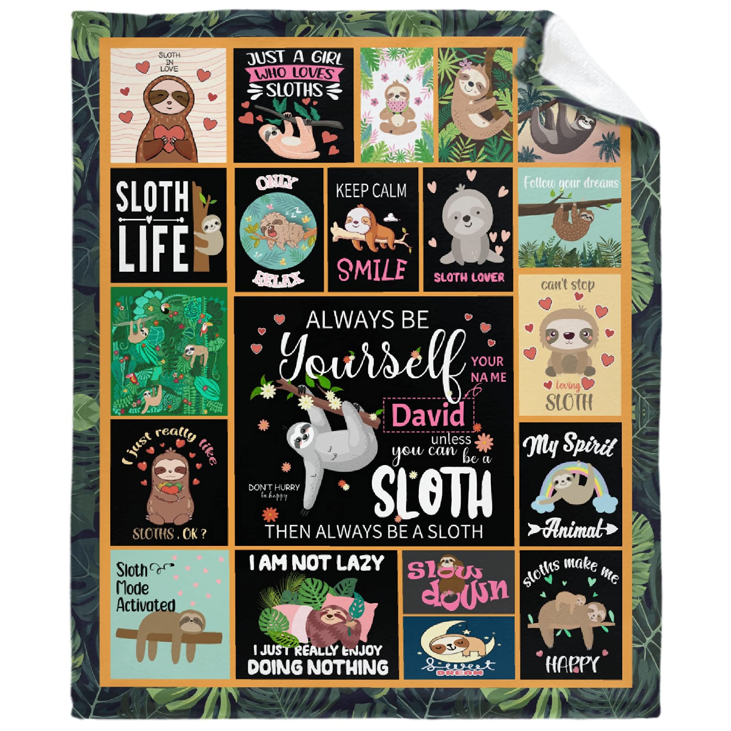 Custom Sloth Blanket with Name - Personalized Flannel Fleece Throw for Women & Adults - Soft Lightweight Giant Sloth Stuffed Animal Gift for Family - Perfect for Cozy Nights, Home Decor & Unique Birthday Presents