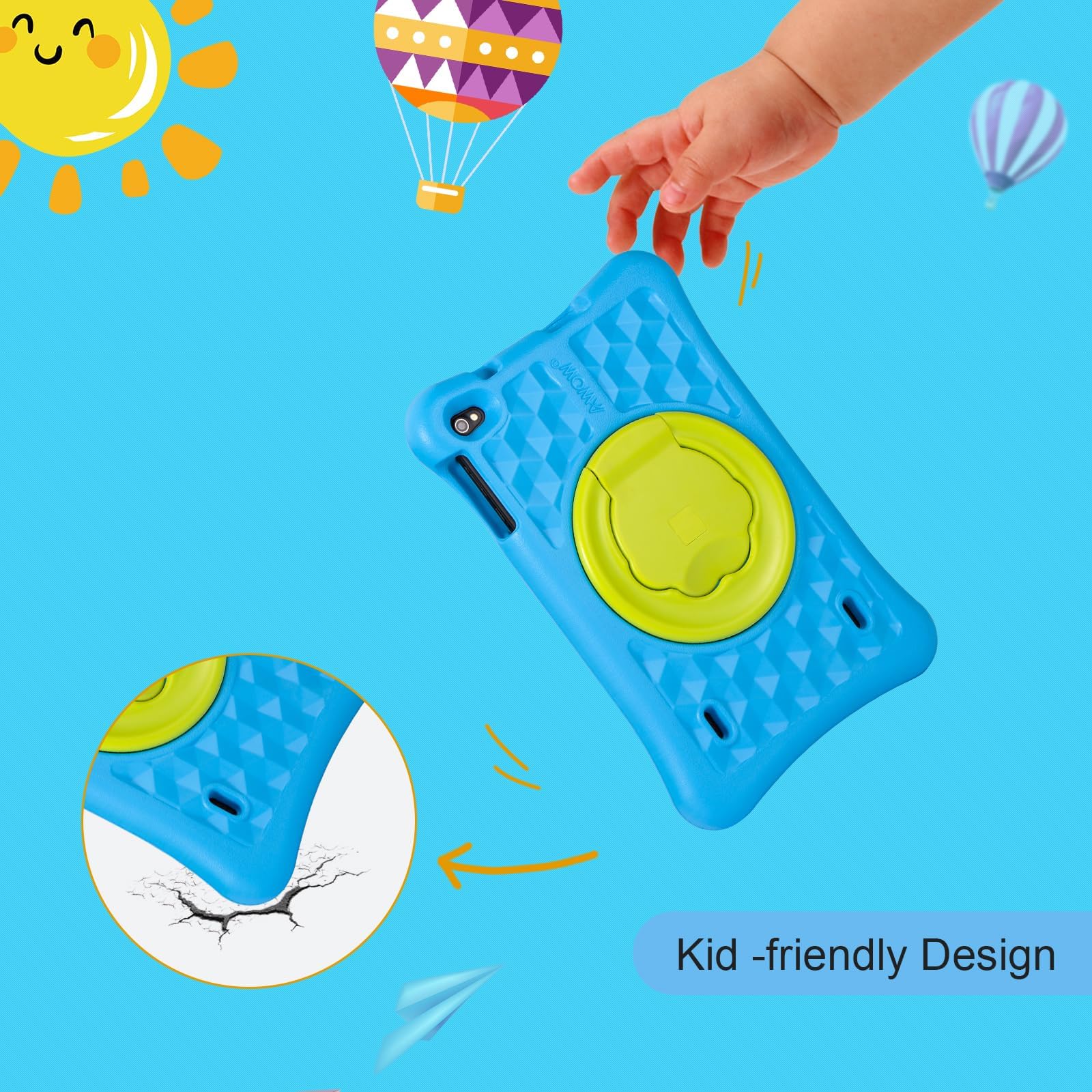 10.1 Inch HD Kids Tablet with KIDOZ App - Android 13, 12GB RAM (4+8 Expandable) & 128GB Storage - Includes Touch Pen & Drop-Proof Case - Perfect for Learning, Games & Entertainment - Blue
