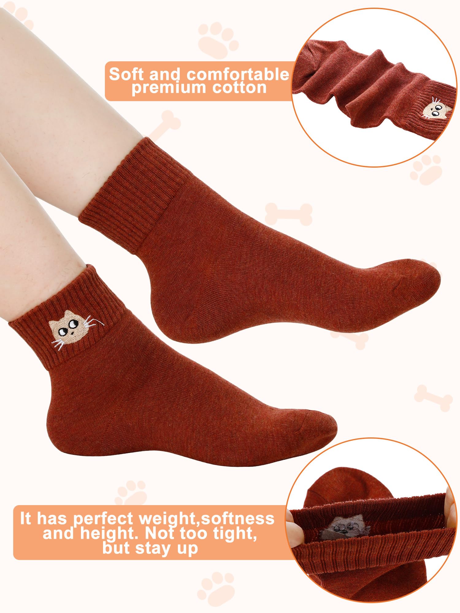 Eurzom 10 Pairs Women's Cotton Crew Socks - Lightweight & Cute for Daily Wear