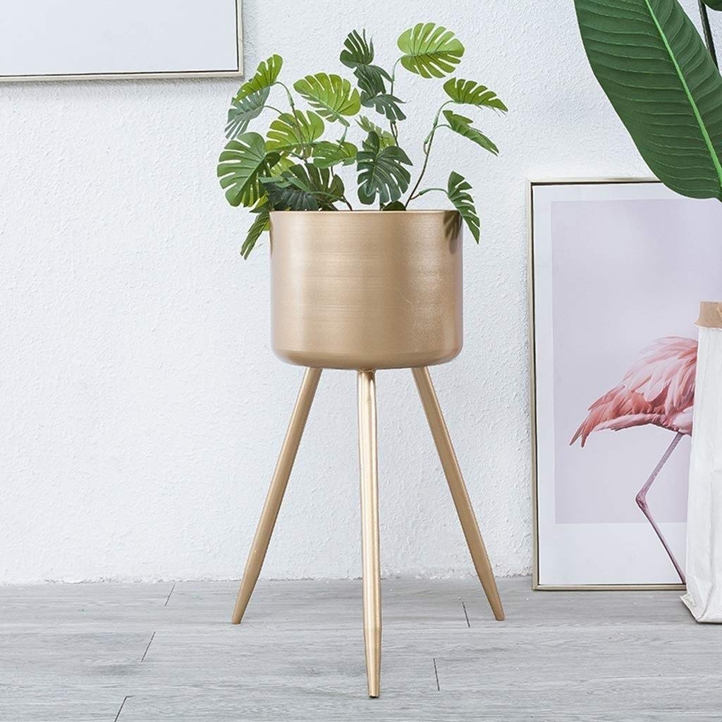 Stylish Metal Flower Stand - Single-Tier Floor Plant Display Shelf with High-Temperature Baking Paint | Elegant Candle Holder Design for Home Decor, Living Room, Bedroom & Garden Plant Display