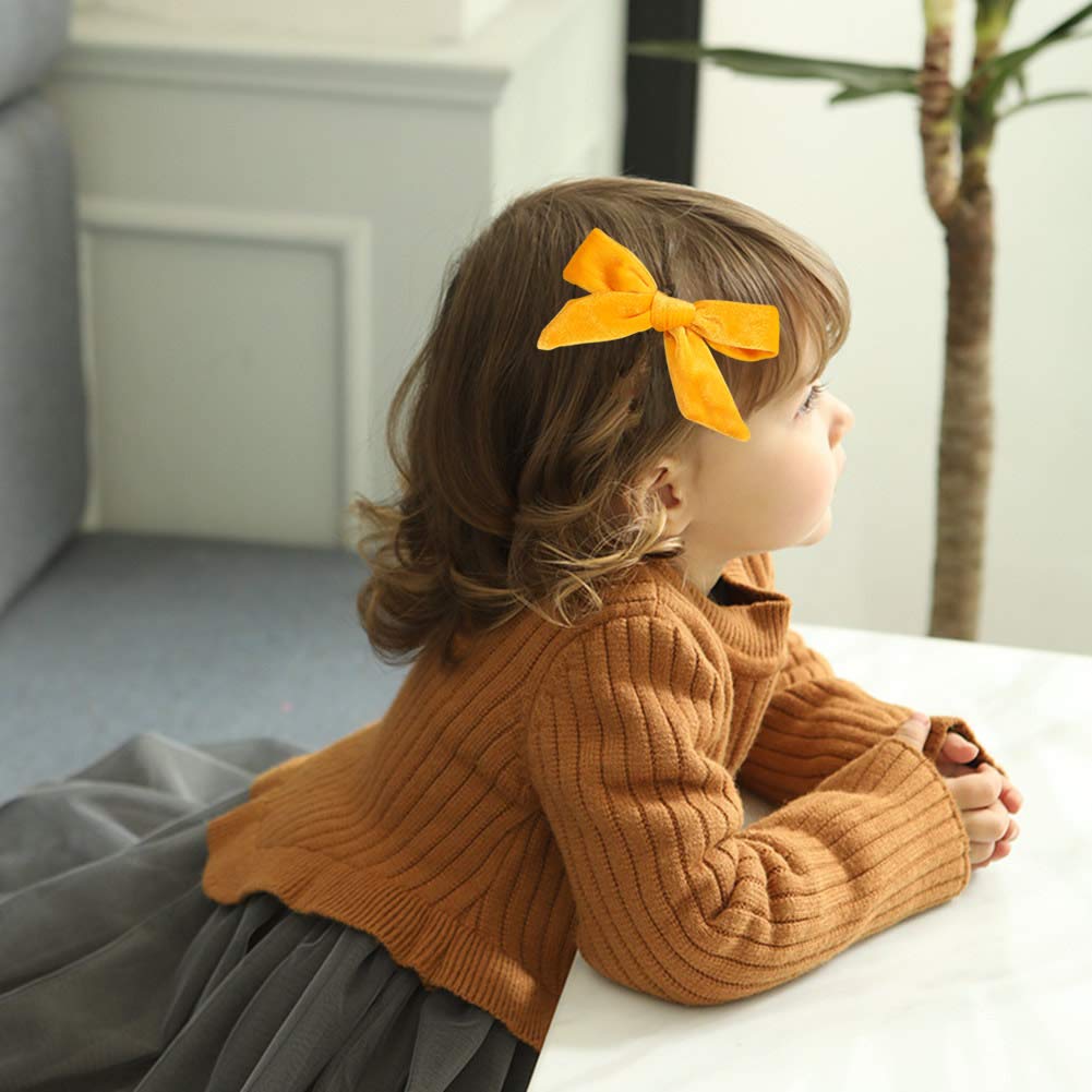 18 Pack Velvet Hair Clips with Bows - 9 Pairs Alligator Hair Barrettes for Girls, Toddlers & Teens - Soft Ponytail & Pigtail Hair Accessories for School, Parties & Everyday Styling