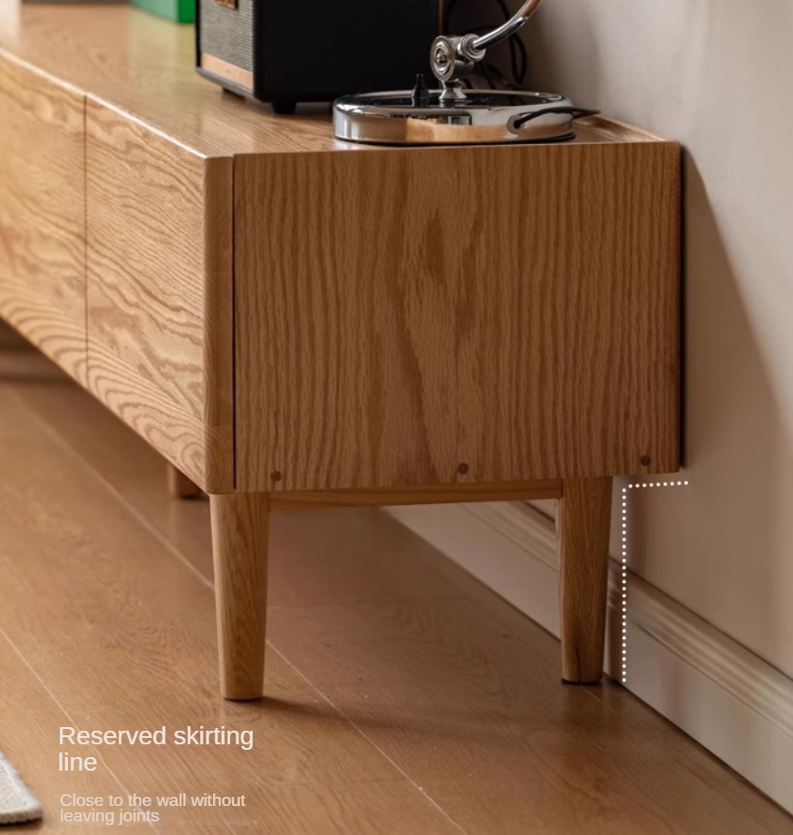 Solid Oak Wood Modern TV Stand with Storage Cabinet - Stylish Living Room Entertainment Center for TV, Media & Display