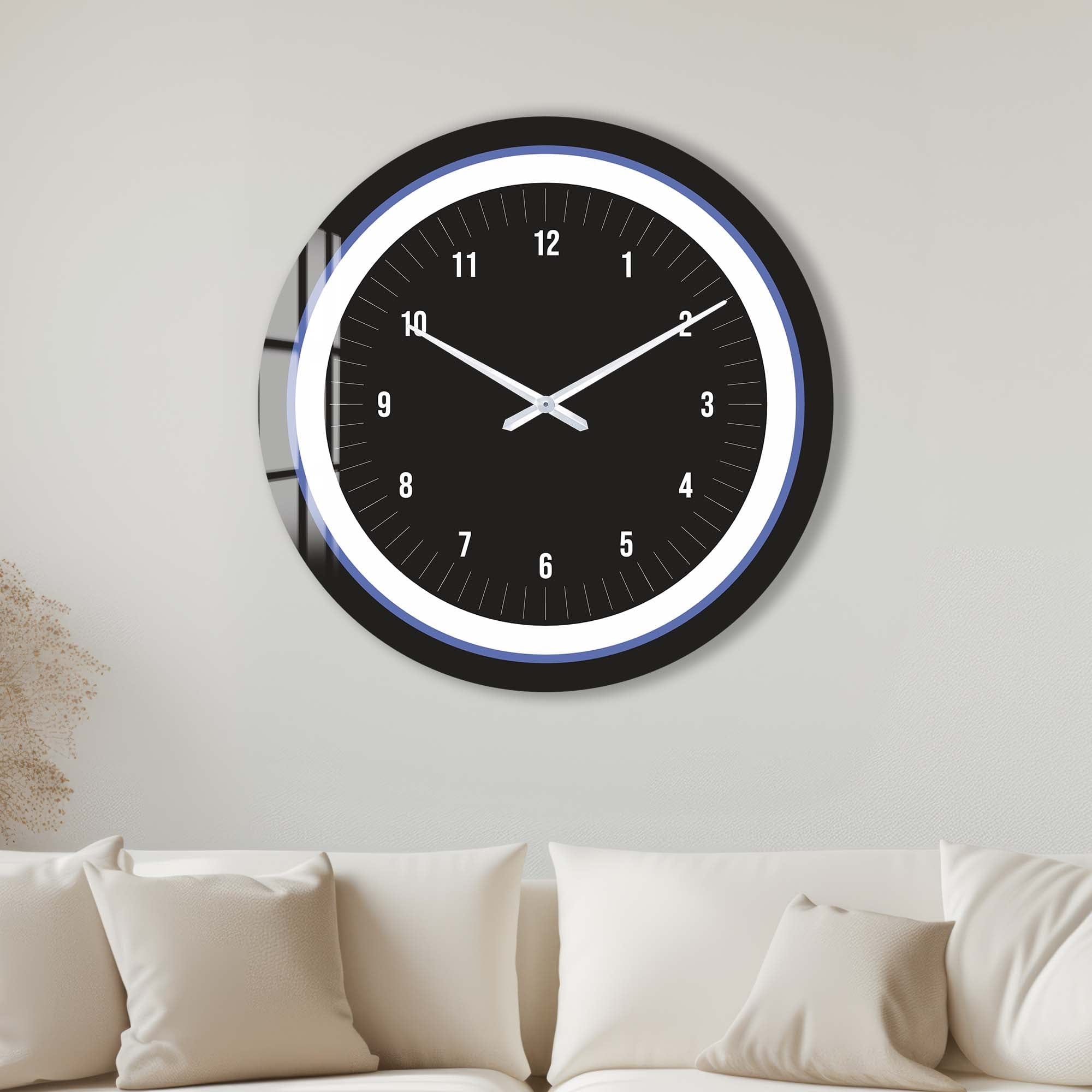 Sapphire Touch Glass Wall Clock - Elegant Modern Home Decor for Living Room, Bedroom & Office - Silent Non-Ticking Battery Operated Clock