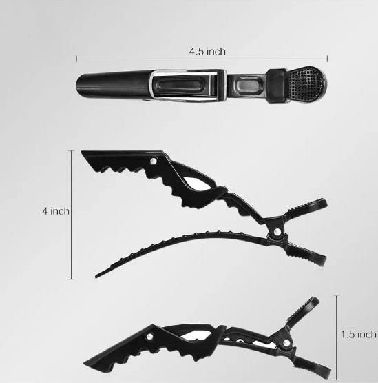 Professional Black Salon Barber Hair Cutting Scissors for Men & Women - Sharp Stainless Steel Shears with 6 Hair Section Clips - Perfect for Styling, Trimming & Hairdressing at Home or Salon