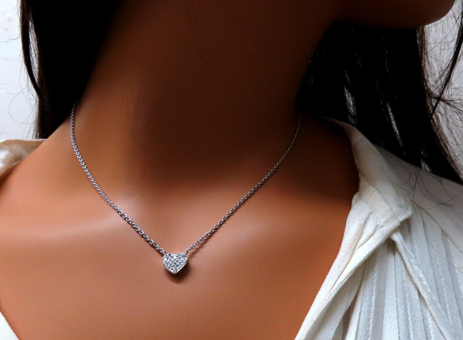 0.52ct Heart-Shaped Natural Diamond Bead Set Necklace in 14K Gold - Perfect for Valentine's Day Gifts, Anniversaries & Romantic Occasions