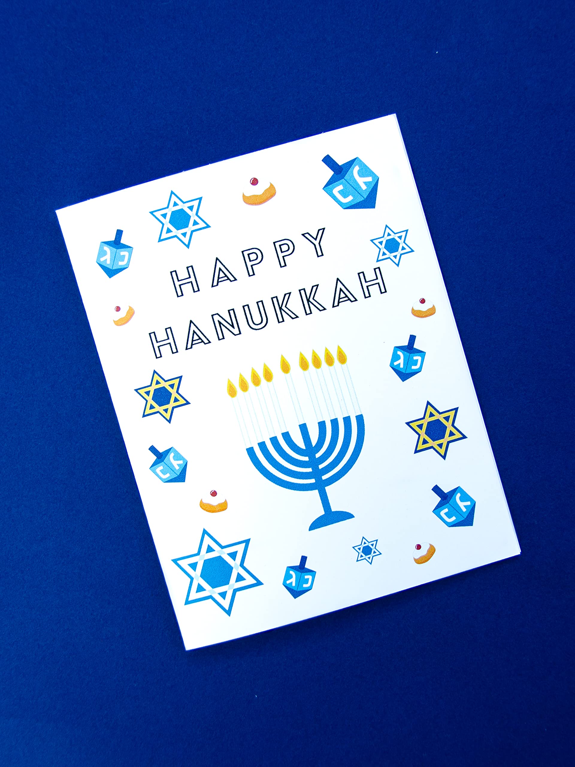 Happy Hanukkah Greeting Card Set - 5 Pack Premium Hanukkah Cards with Menorah & Dreidel Designs - Made in USA - Perfect for Holiday Wishes, Jewish Celebrations & Festive Greetings