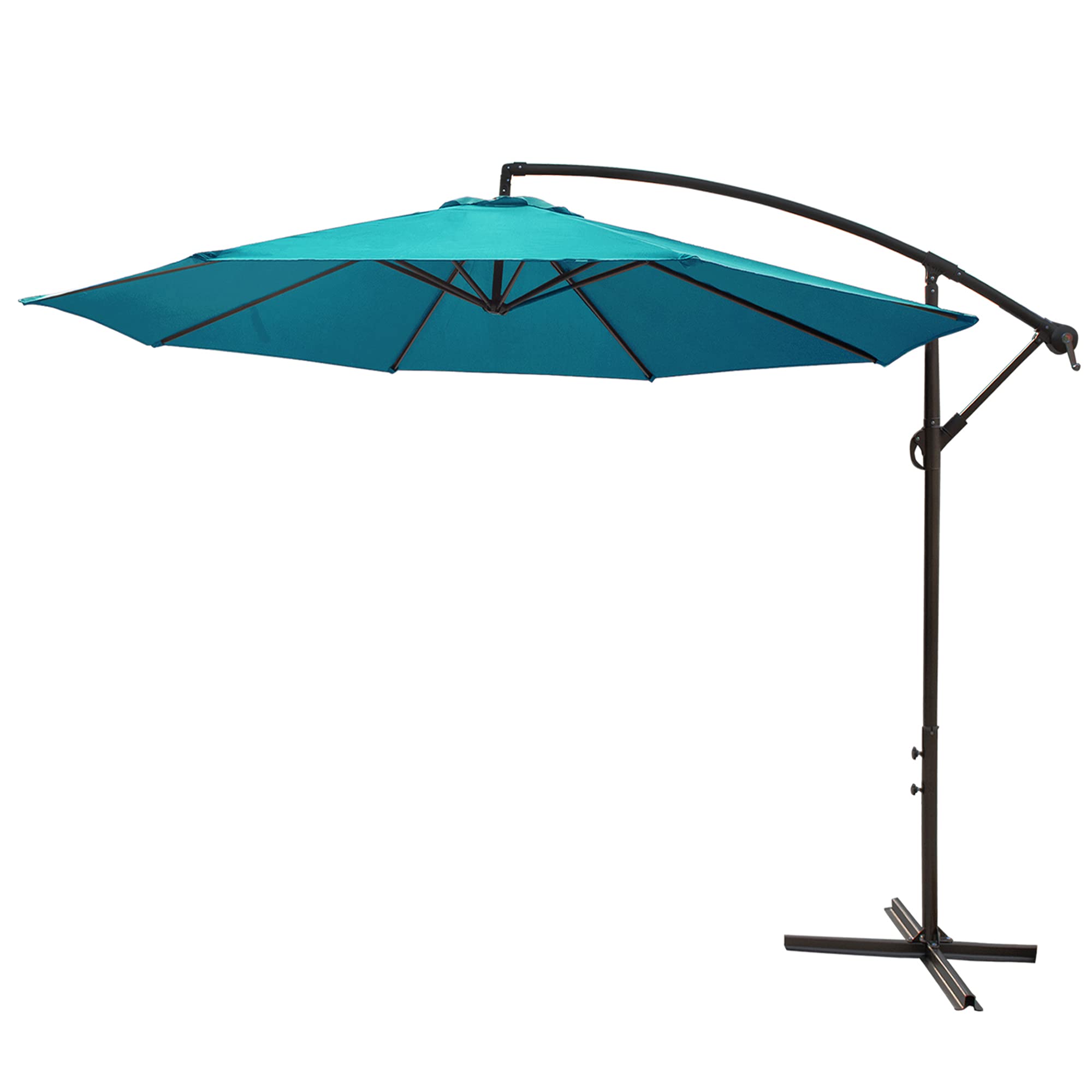 10FT Offset Cantilever Patio Umbrella with Crank & Cross Base - Turquoise Outdoor Market Umbrella for Backyard, Poolside, Garden - Perfect for Shade by LAUREL CANYON