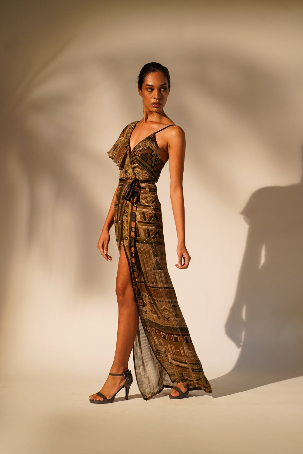 Stylish Green Aztec Print Drape Dress for Women | Boho Chic Maxi Dress | Perfect for Festivals, Vacations & Summer Outfits