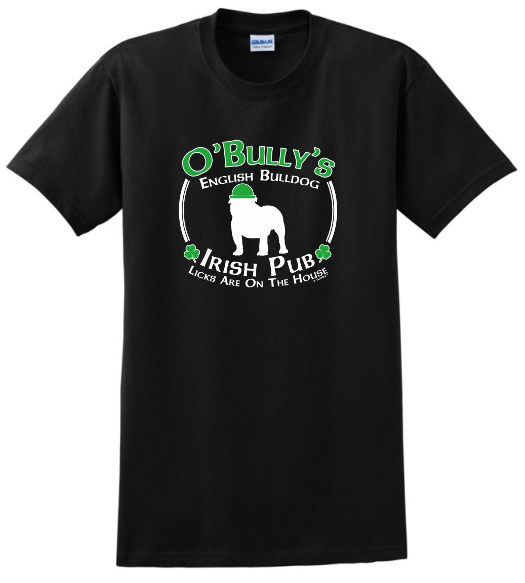 ThisWear St. Patrick's Day Dog T-Shirt - English Bulldog Irish Pub Sign Design for Men & Women | Perfect for St. Paddy's Day Parties, Pub Crawls & Irish-Themed Events
