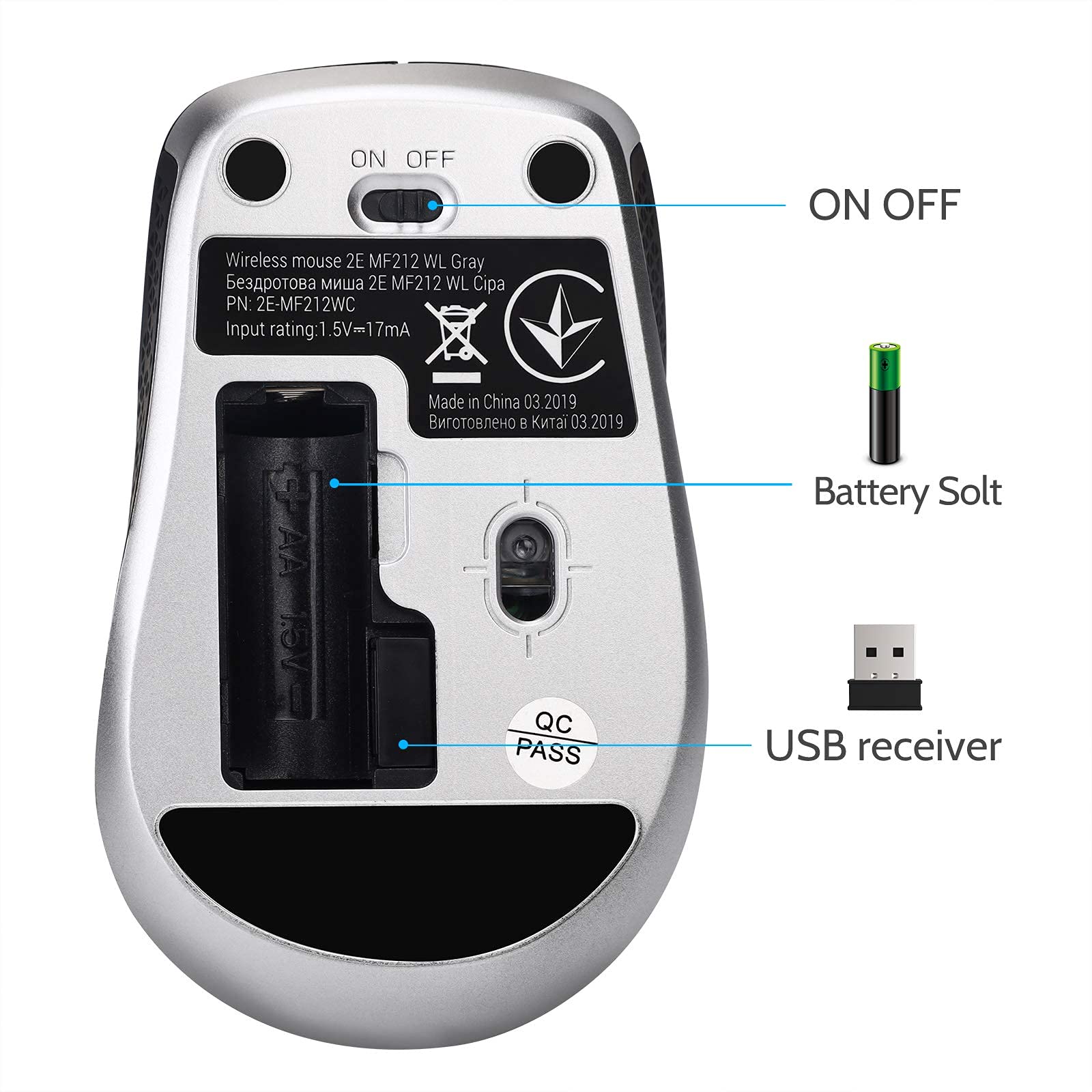 Wireless Mouse 2.4G Silent Cordless Mouse with USB Nano Receiver - 5 Adjustable DPI up to 2400, 6 Buttons Ergonomic Computer Mouse for Laptop, PC, Mac - Perfect for Office Work, Gaming & Travel (Black)