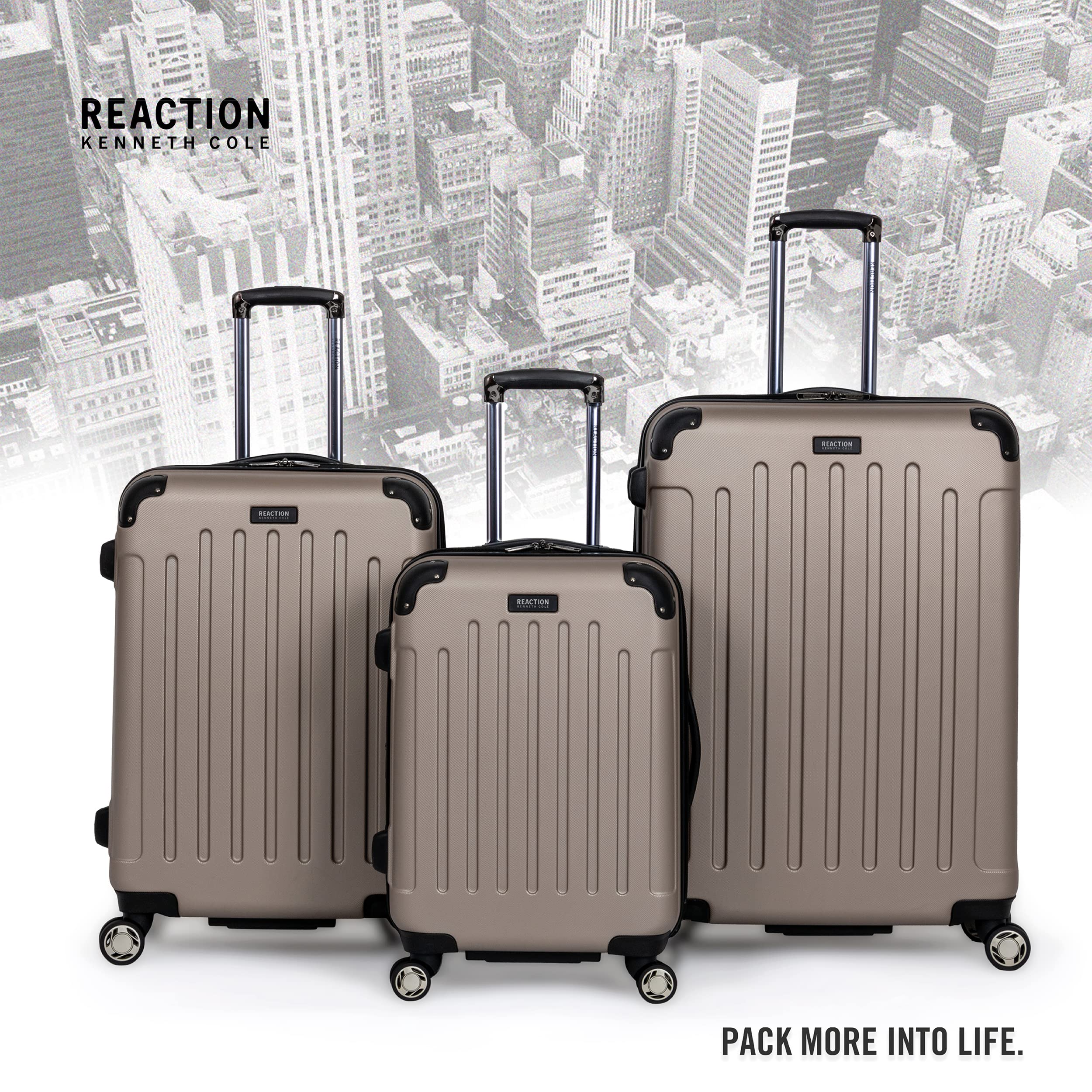 Kenneth Cole REACTION Renegade 28-Inch Expandable Hardside Luggage with 8 Spinner Wheels - Lightweight Checked Suitcase in Champagne | Perfect for International Travel & Business Trips