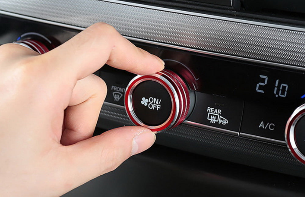 3-Piece Sport Red AC Climate Control Switch Knob Ring Covers for 2018-2022 Honda Accord - Upgrade Interior & Protect Buttons (Perfect for Car Enthusiasts & DIY Modifications)