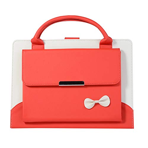 Premium PU Leather Tablet Case for iPad Air 1 (9.7 Inch) - Slim Fit Protective Cover with Handbag Style, Cute Bowknot Design, Smart Stand & Handle - Perfect for Work, Travel & Home Use (Red)
