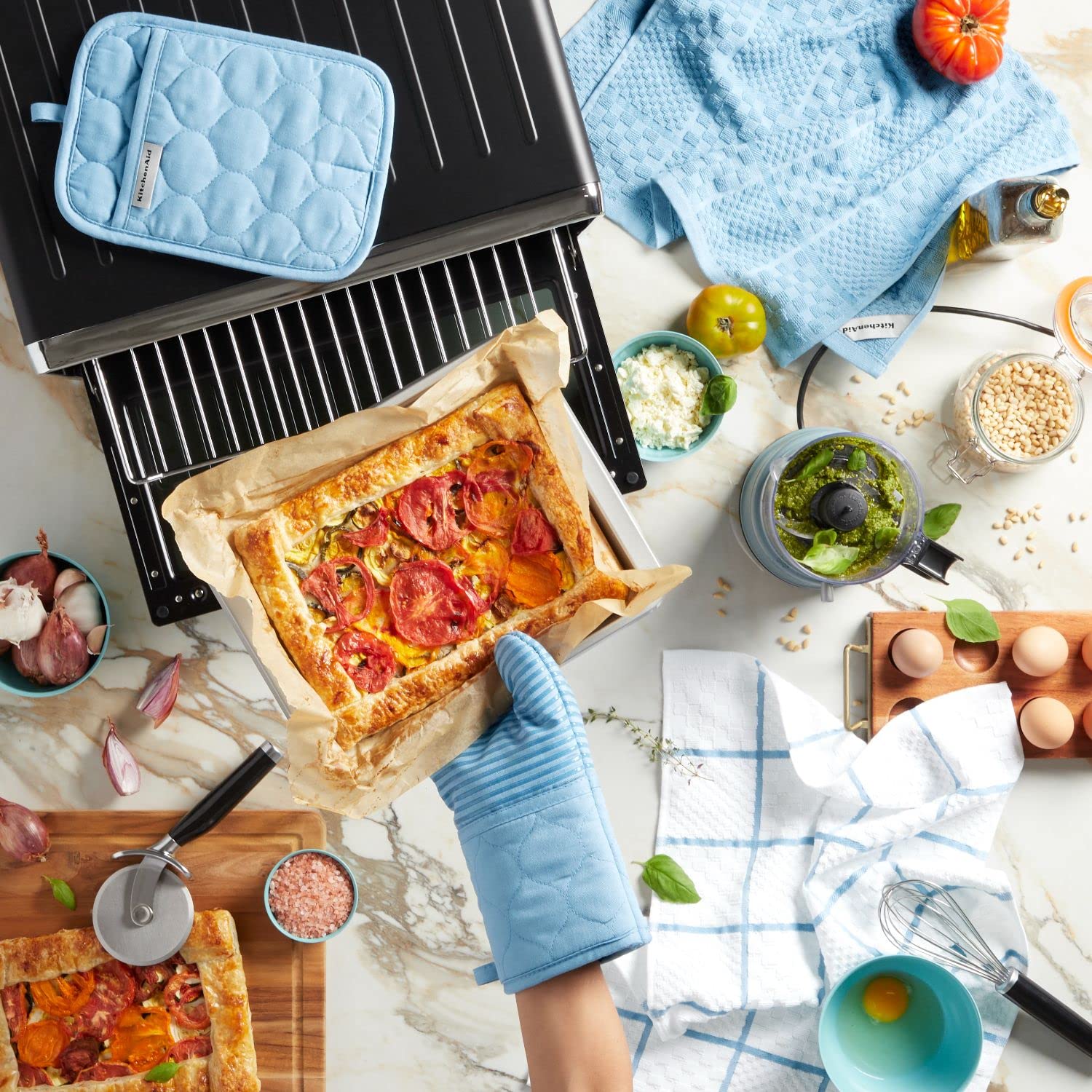 KitchenAid Heat Resistant Quilted Cotton Terry Cloth Oven Mitt & Pot Holder Set (16
