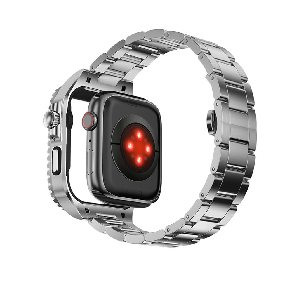 Premium ArmorLink Apple Watch Band - Durable Stainless Steel Strap for Series 9/8/7/6/SE/5/4/3/2/1 - Adjustable Magnetic Closure - Perfect for Workouts, Outdoor Activities & Everyday Wear