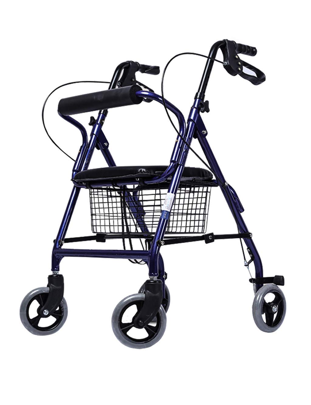 Lightweight Folding Rollator Walker with Seat & 4 Wheels - Adjustable Mobility Aid for Seniors & Elderly - Compact Transport Walking Frame for Indoor/Outdoor Use, Shopping & Daily Activities