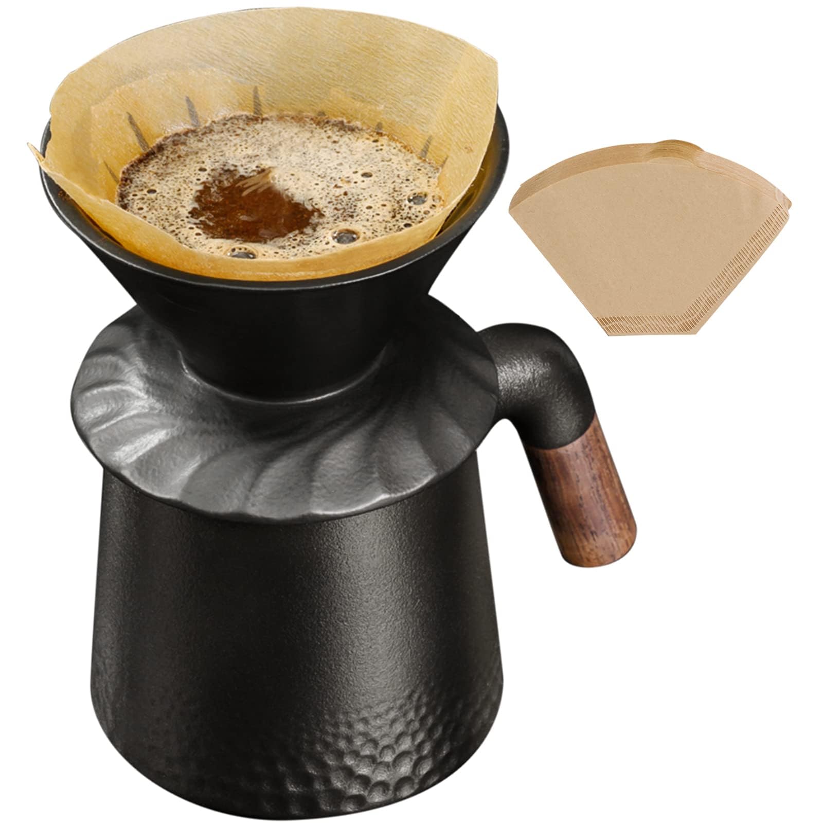 PARACITY Ceramic Pour Over Coffee Maker Set - 60° Angled V-Shaped Dripper with 40 Reusable Filters, Coffee Mug & Brewer for Single Cup | Perfect for Home, Office & Camping Coffee Brewing