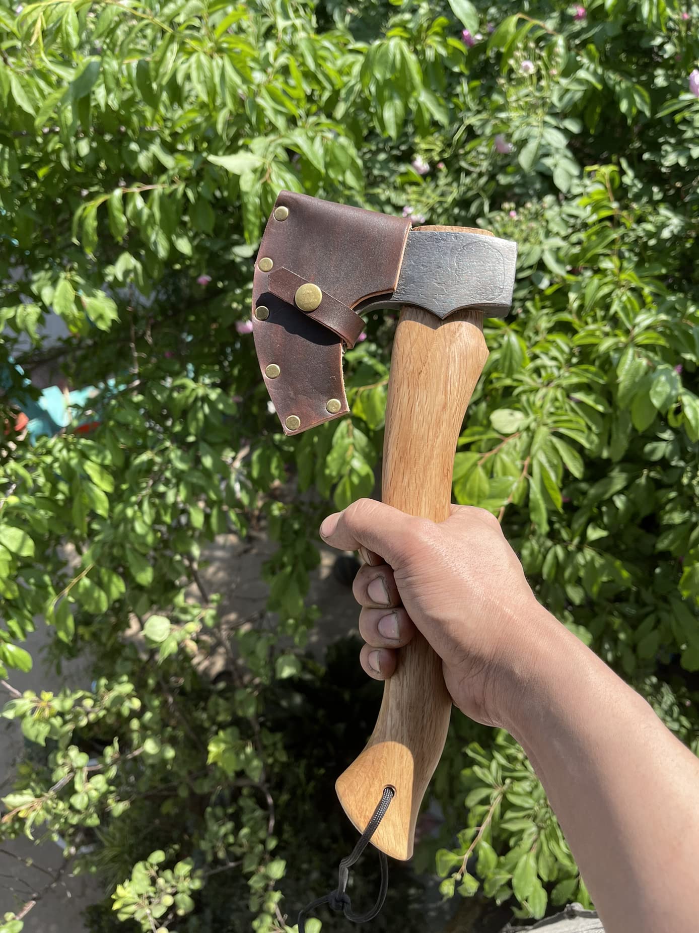 Mastiff Gears® Master Hand-Forged Camping Hatchet with Wooden Handle - Bushcraft, Hunting & Survival Axe for Outdoor Adventures (Elven Axe Design) - Perfect for Camping, Wood Splitting & Wilderness Survival