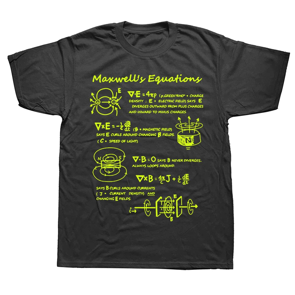 Funny Electromagnetic Physics Maxwell Equation Formula T-Shirt - Graphic Cotton Casual Tee for Men, Large Size - Perfect for Science Geeks, Physics Lovers & Nerdy Outfits