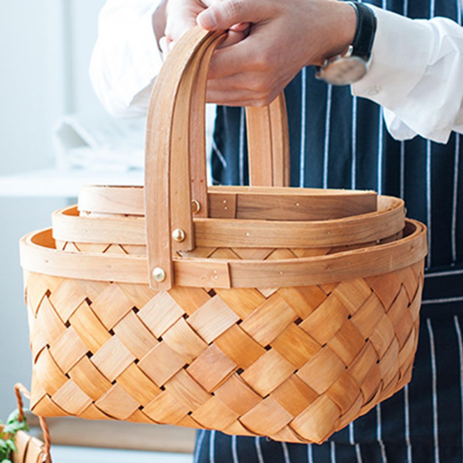 Ochine Wicker Basket with Handle - Multipurpose Picnic, Fruit & Wedding Basket
