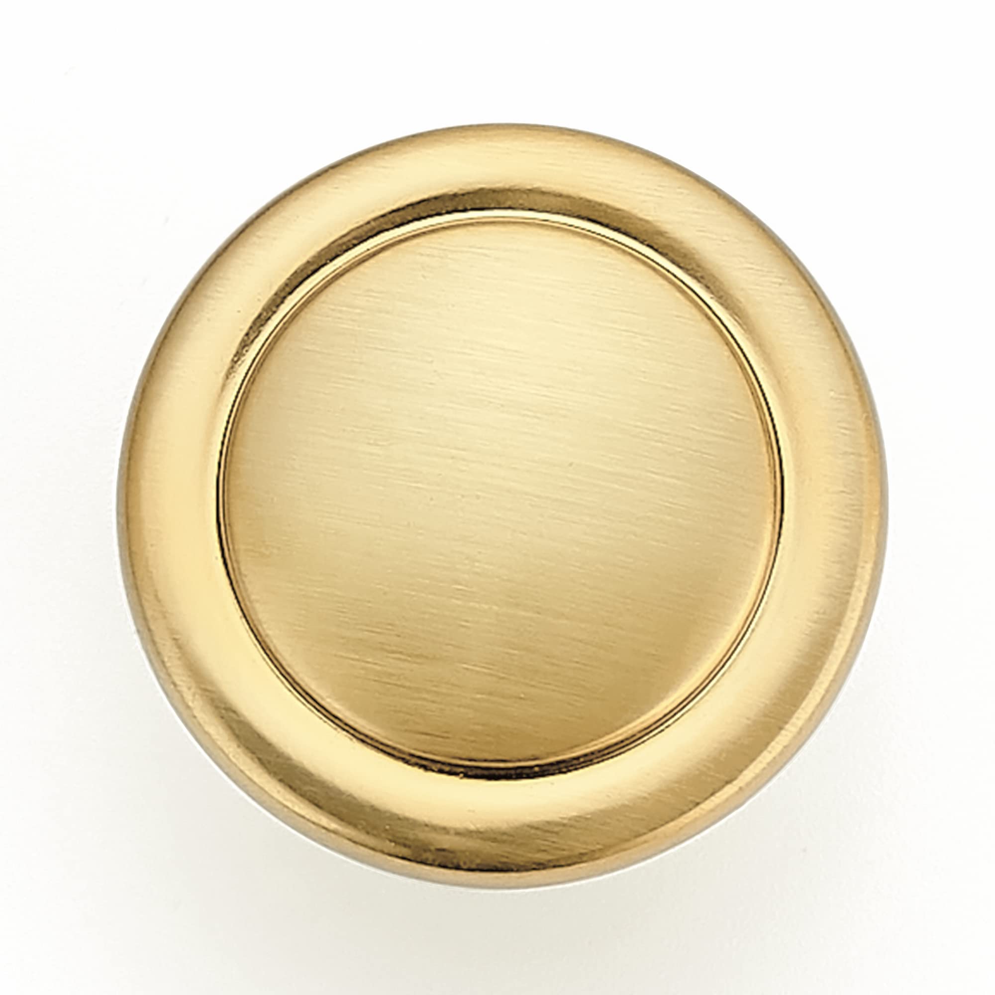 Brushed Brass Cabinet Handles 5 Pack - Gold Round Knobs for Kitchen & Dresser Drawers