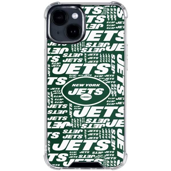 Official NFL New York Jets Green Blast Design Clear Phone Case for iPhone 15 - Shockproof Protective Cover for Sports Fans & Game Day