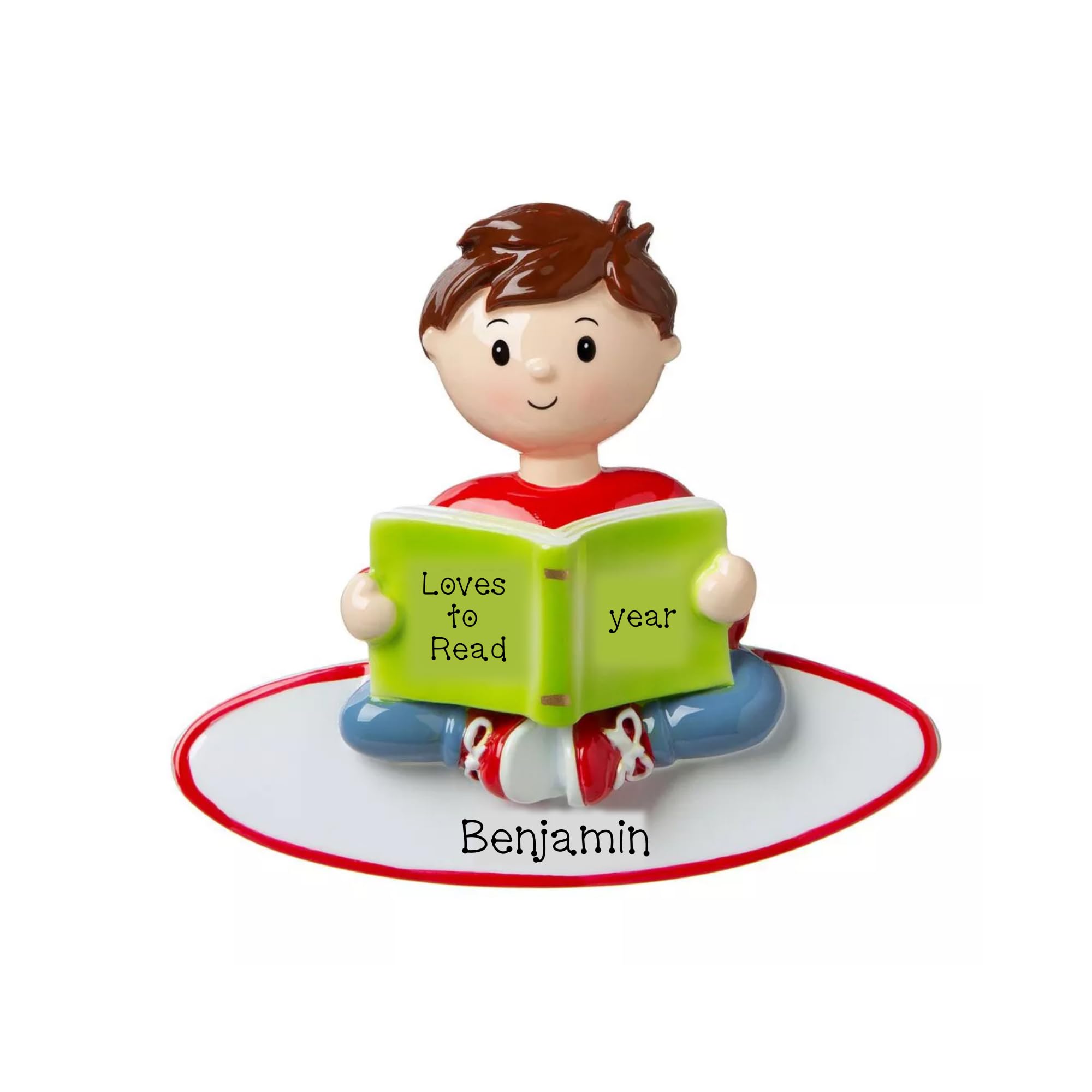 Personalized Boy Reading a Book Christmas Ornament - Custom Little Boy Book Lover Gift for Tree Decor, Holiday Keepsake & Storytime Nursery Decor