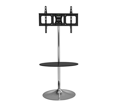 Duronic TV Stand TVS3F1 - Chrome & Glass TV Stand for 30” to 60” Flat Screen TVs (LCD/LED/OLED/QLED) with Tilt & Swivel, VESA 600x400, 150lbs Capacity - Perfect for Living Room, Bedroom & Home Theater Setup
