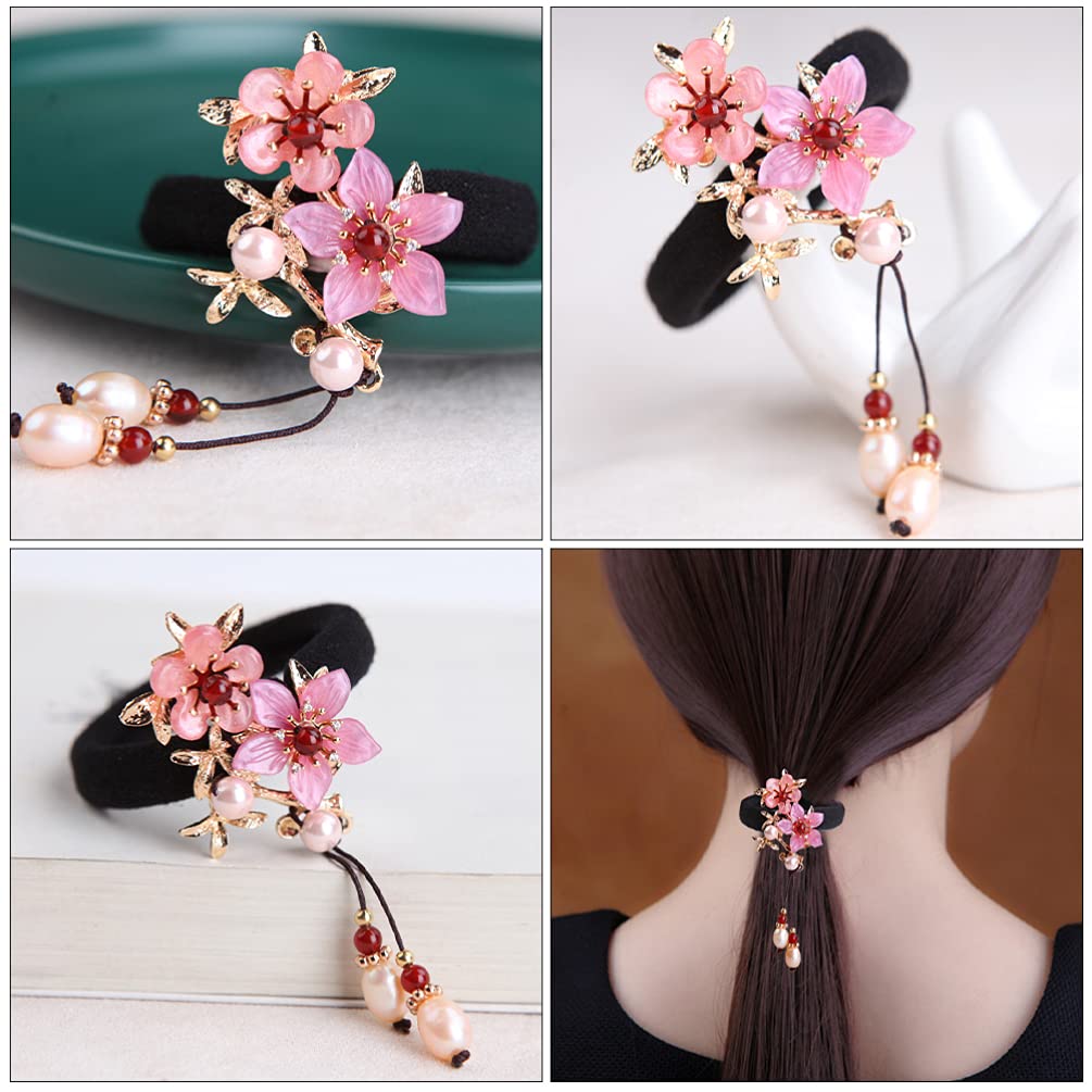 Vintage Flower Hair Bands for Women - Elastic Ponytail Holders for Daily & Party Use