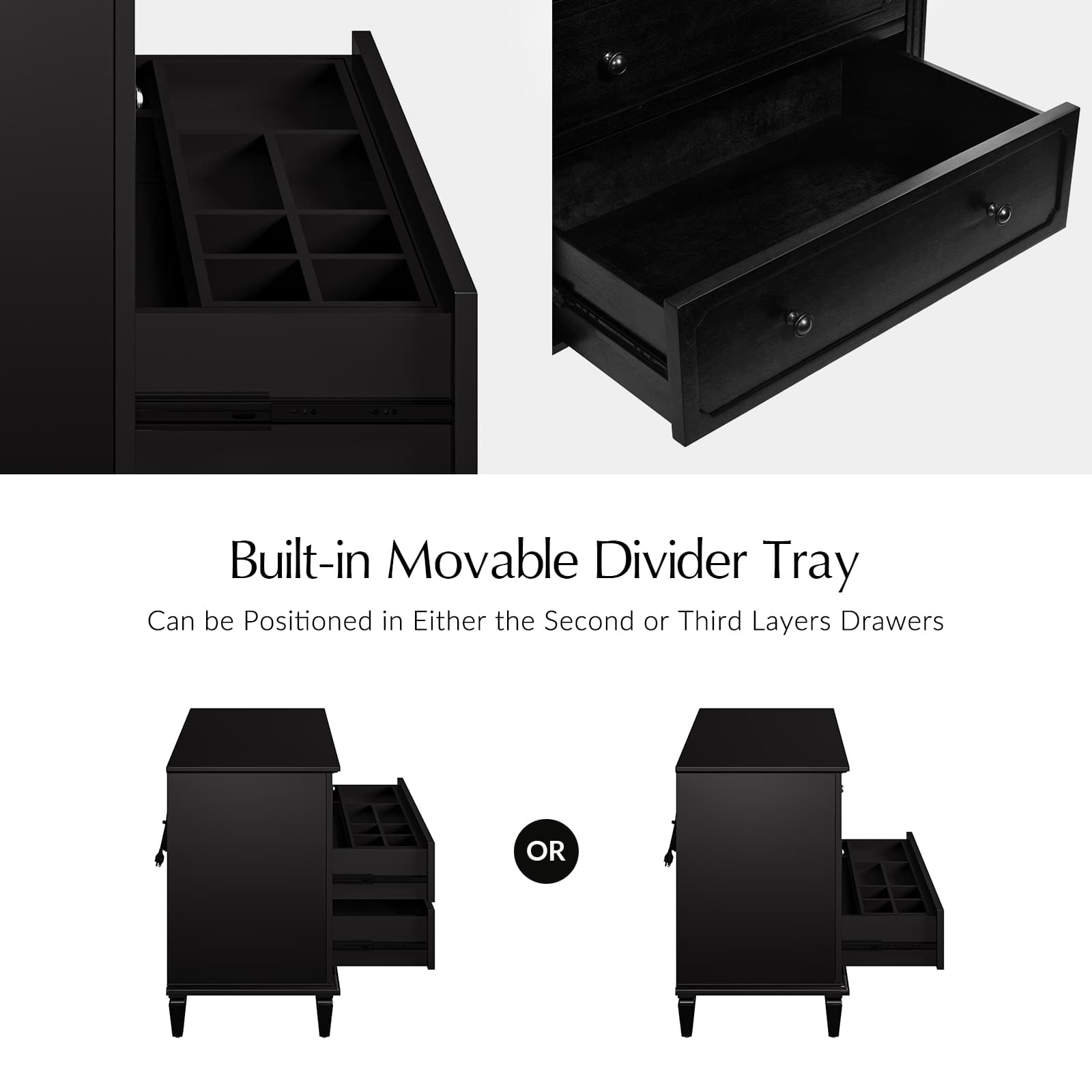 Isidro Accent Chest of Drawers with USB Charging Station - Modern Bedroom Dresser with 3 Drawers & Built-in Power Outlets - Perfect for Bedside Storage & Device Charging in Home, Office or Dorm Room