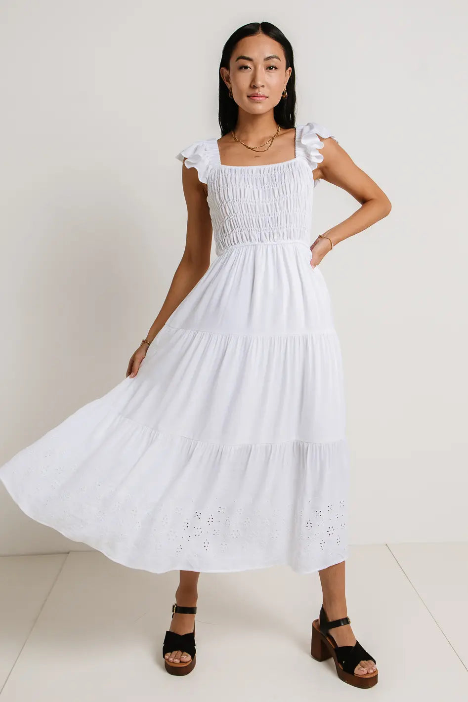 Maxton Midi Dress in White - Women's Elegant Summer Casual Dress for Beach, Party & Office Wear | Final Sale