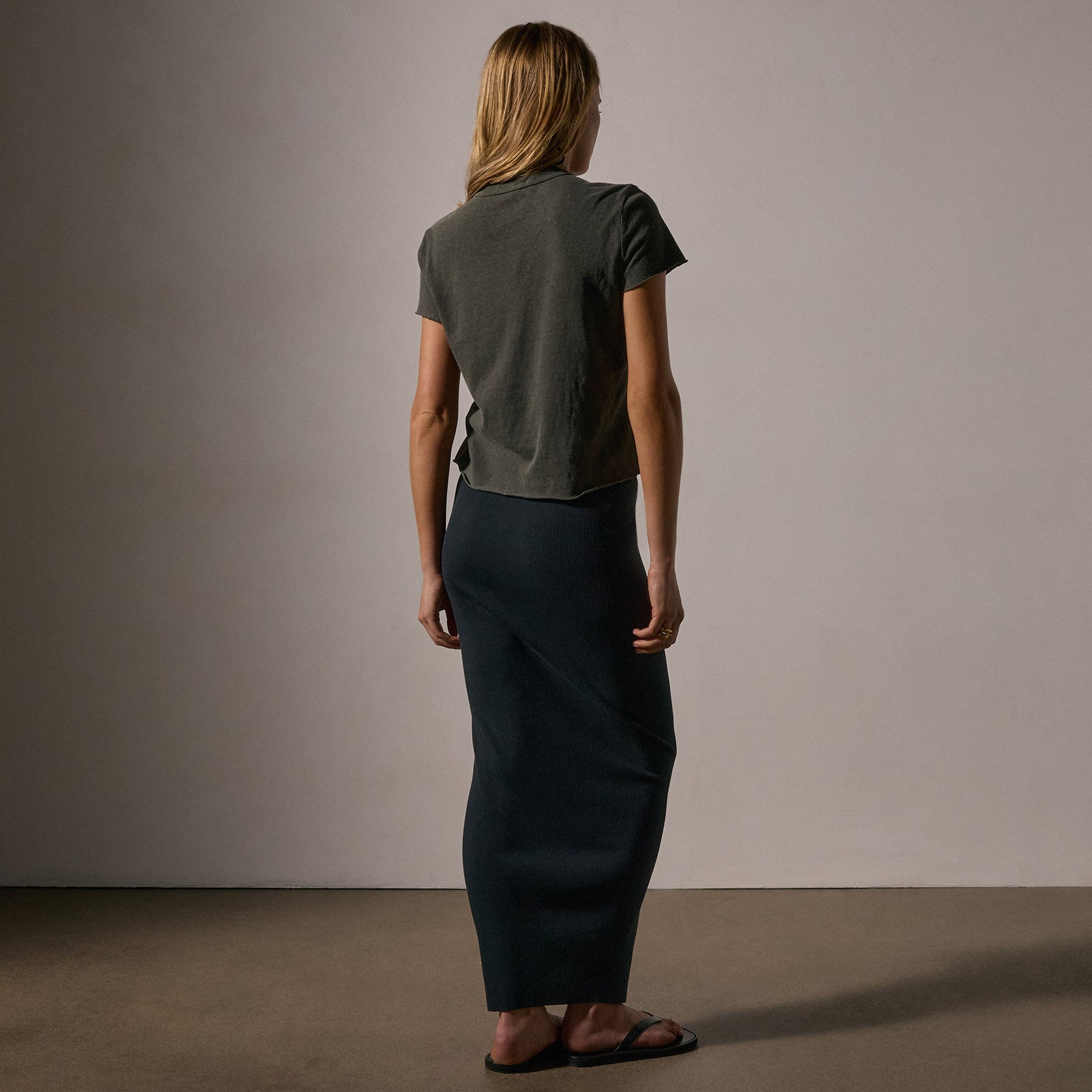 Slub Jersey Shrunken Tee - Soft Vintage Washed Cotton T-Shirt for Men & Women | Granite Pigment | Casual Streetwear, Layering, Everyday Comfort