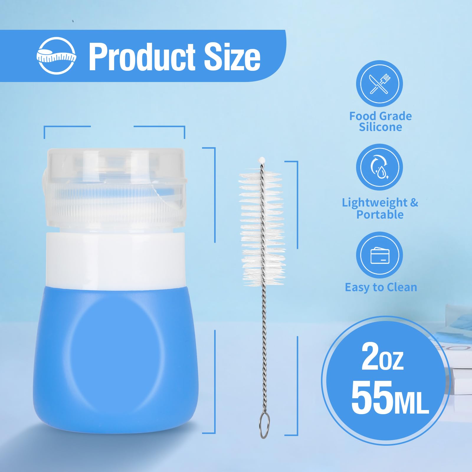 Portable 2oz Silicone Salad Dressing Bottles (Set of 4) - BPA Free for Lunch & Picnics