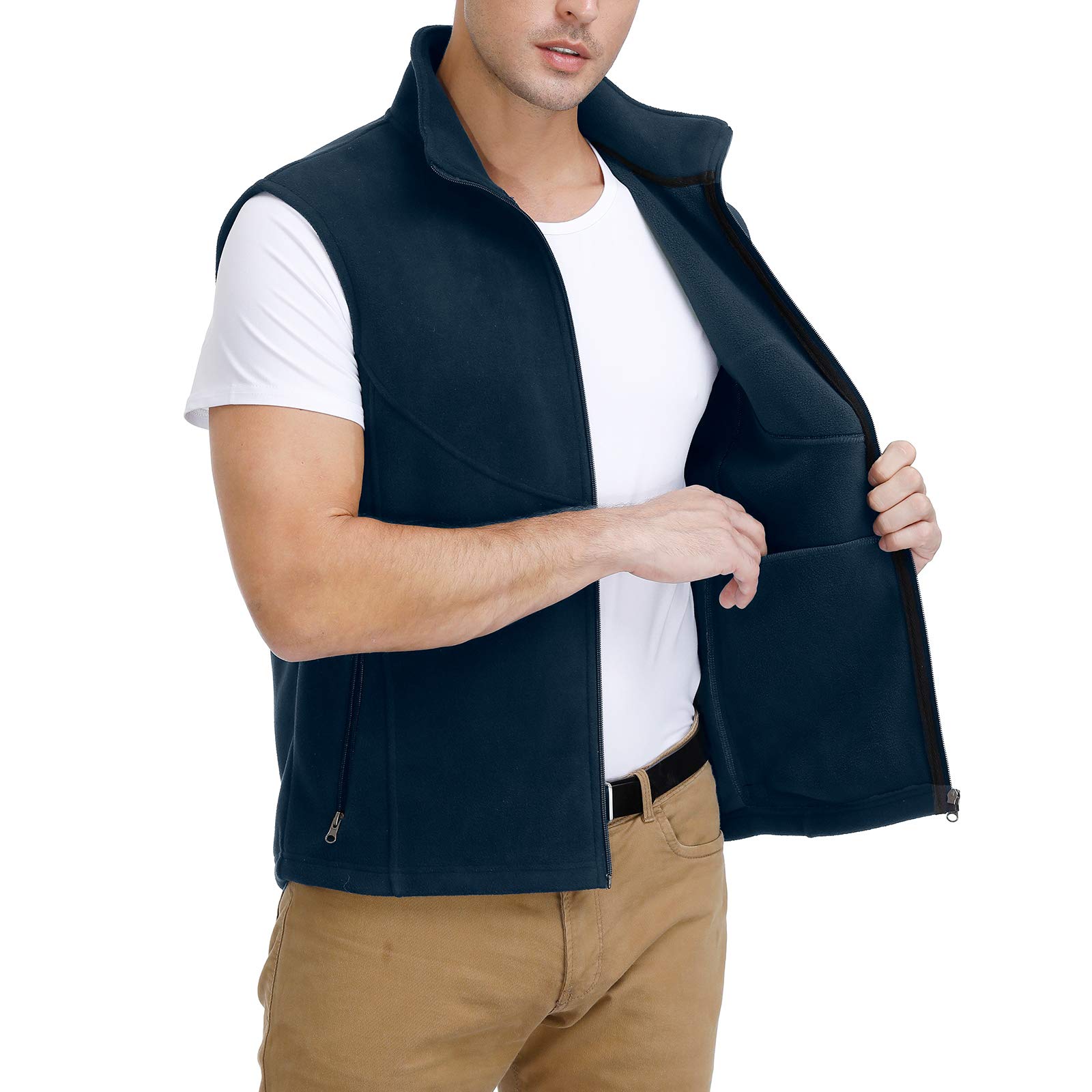 MOHEEN Men's Fleece Vest - Lightweight Full Zip Softshell Sleeveless Jacket with Pockets for Outdoor Activities, Hiking, Camping & Casual Wear