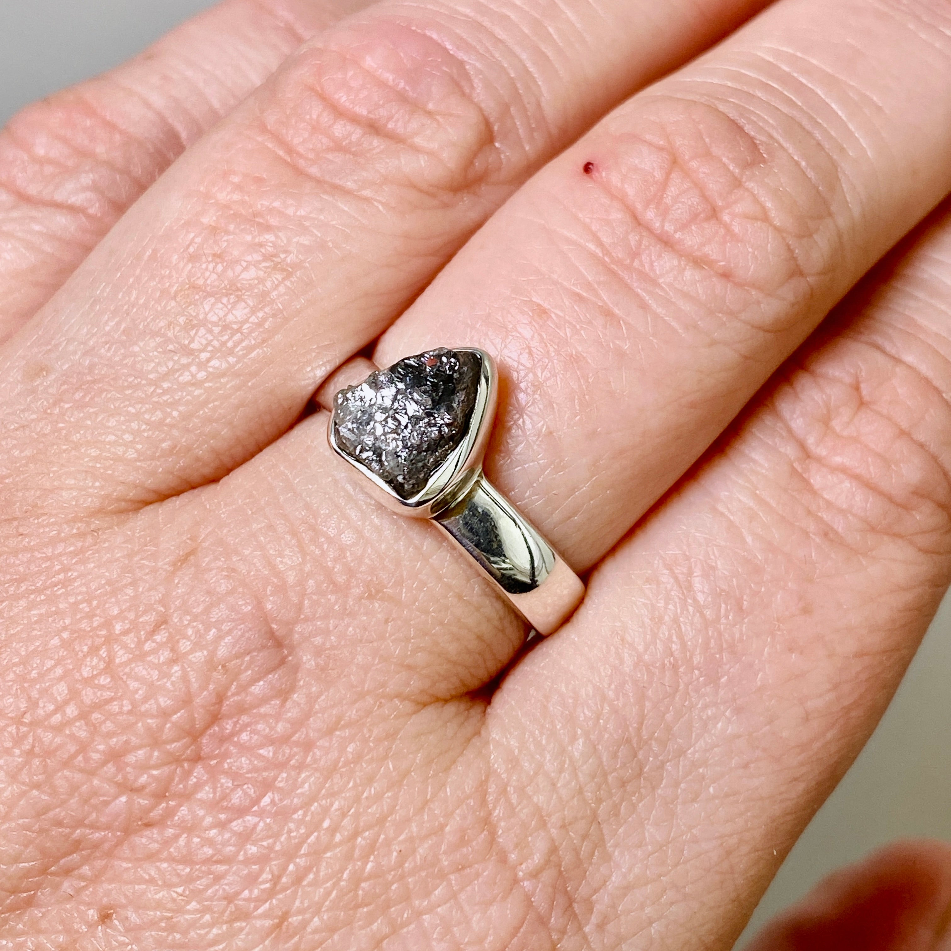 Natural Rough Diamond Teardrop Raw Ring - Size 8 (PRGJ883) - Perfect for Boho Jewelry, Wedding Bands & Unique Engagement Rings