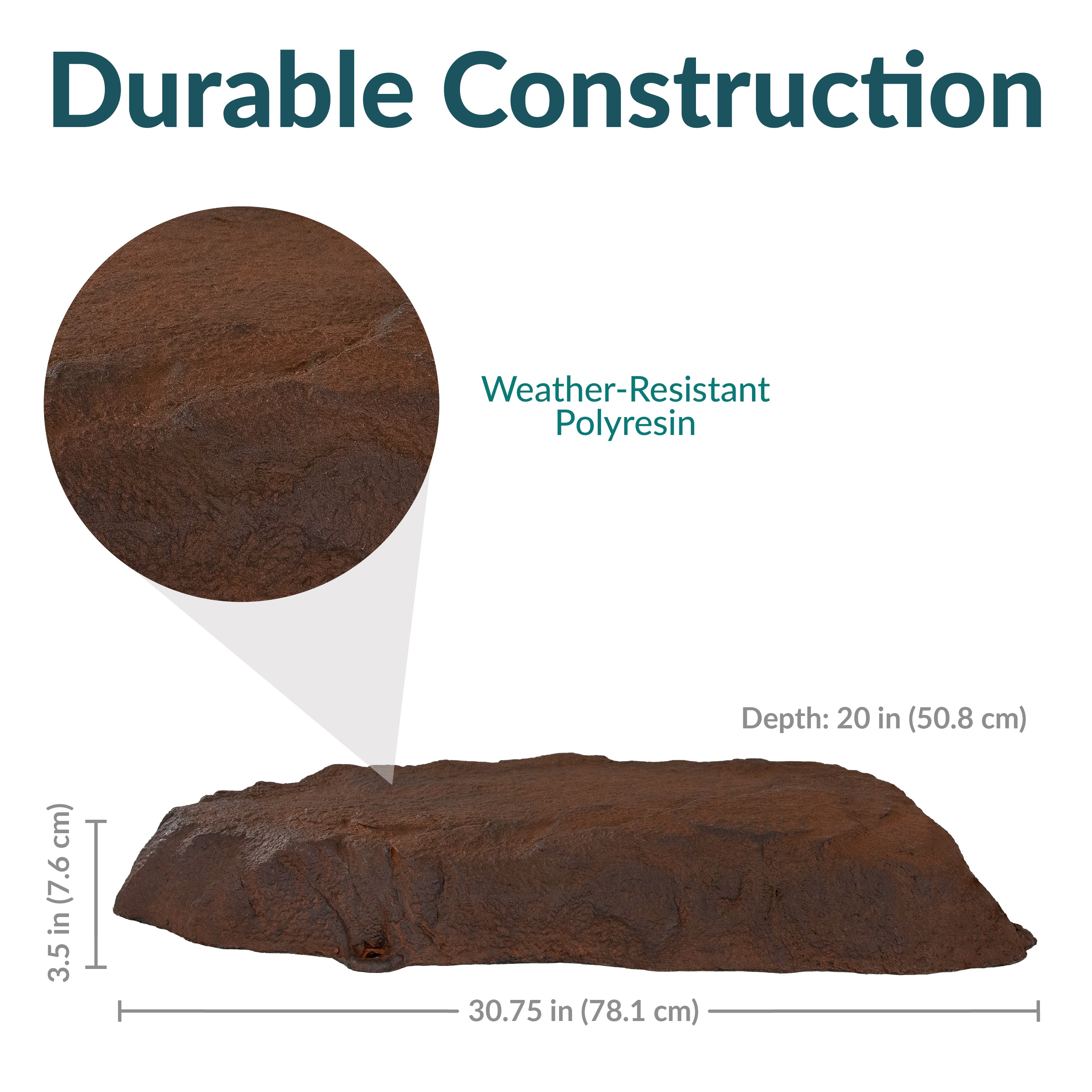 Sunnydaze Flat Artificial Landscape Rock Cover with Stakes - Durable Outdoor Decorative Rock Mat for Garden, Yard & Pool Areas - Perfect for Landscaping, Hiding Wires & Enhancing Aesthetics