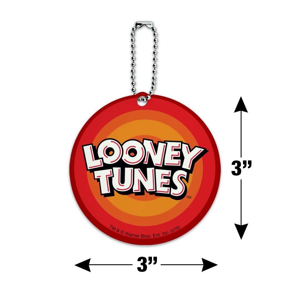 Looney Tunes Logo Round Luggage ID Tag - Durable Suitcase & Carry-On Baggage Identifier - Perfect for Travel, Business Trips & Vacation Identification