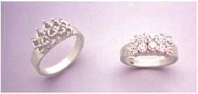 Solid Sterling Silver or 14kt Gold 10-Stone Step Cluster Pre-Notched Ring Blank - 3mm Round Size 7 (Setting 163 426/143 426) - Perfect for Jewelry Making, Engagement Rings & DIY Craft Projects