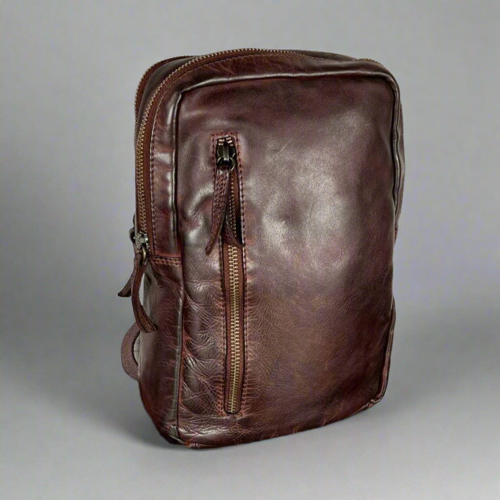 Premium MET Leather Chest Front Bag & Backpack - Crossbody Sling Bag for Hiking, Travel & Everyday Use - Durable & Stylish Unisex Design