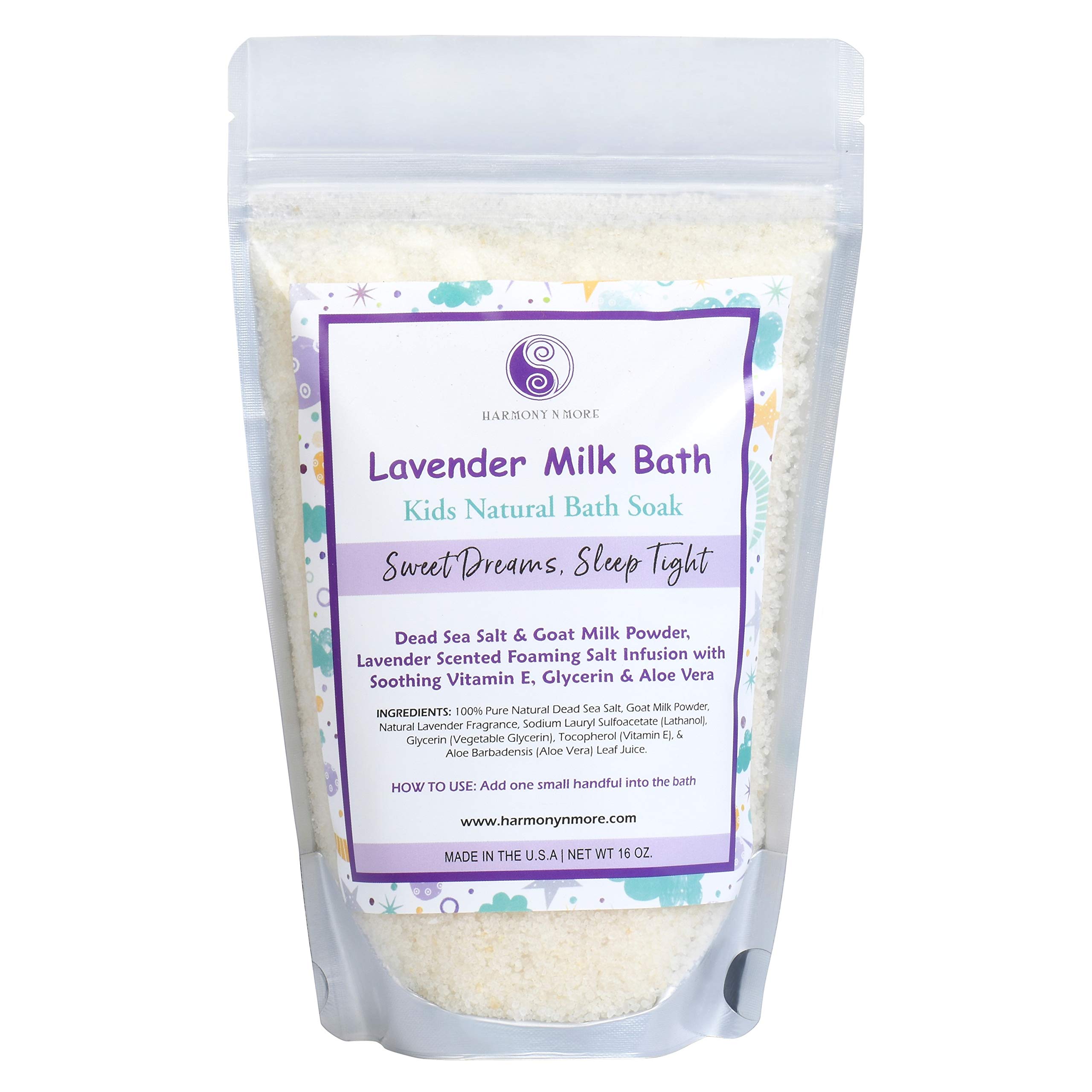 Natural Lavender Milk Kids Bath Soak with Pacific Sea Salt - Gentle & Nourishing Foaming Bath for Soft Skin - All-Natural Tub Time Relaxation for Babies & Toddlers - Perfect for Bedtime Routine & Sensitive Skin Care