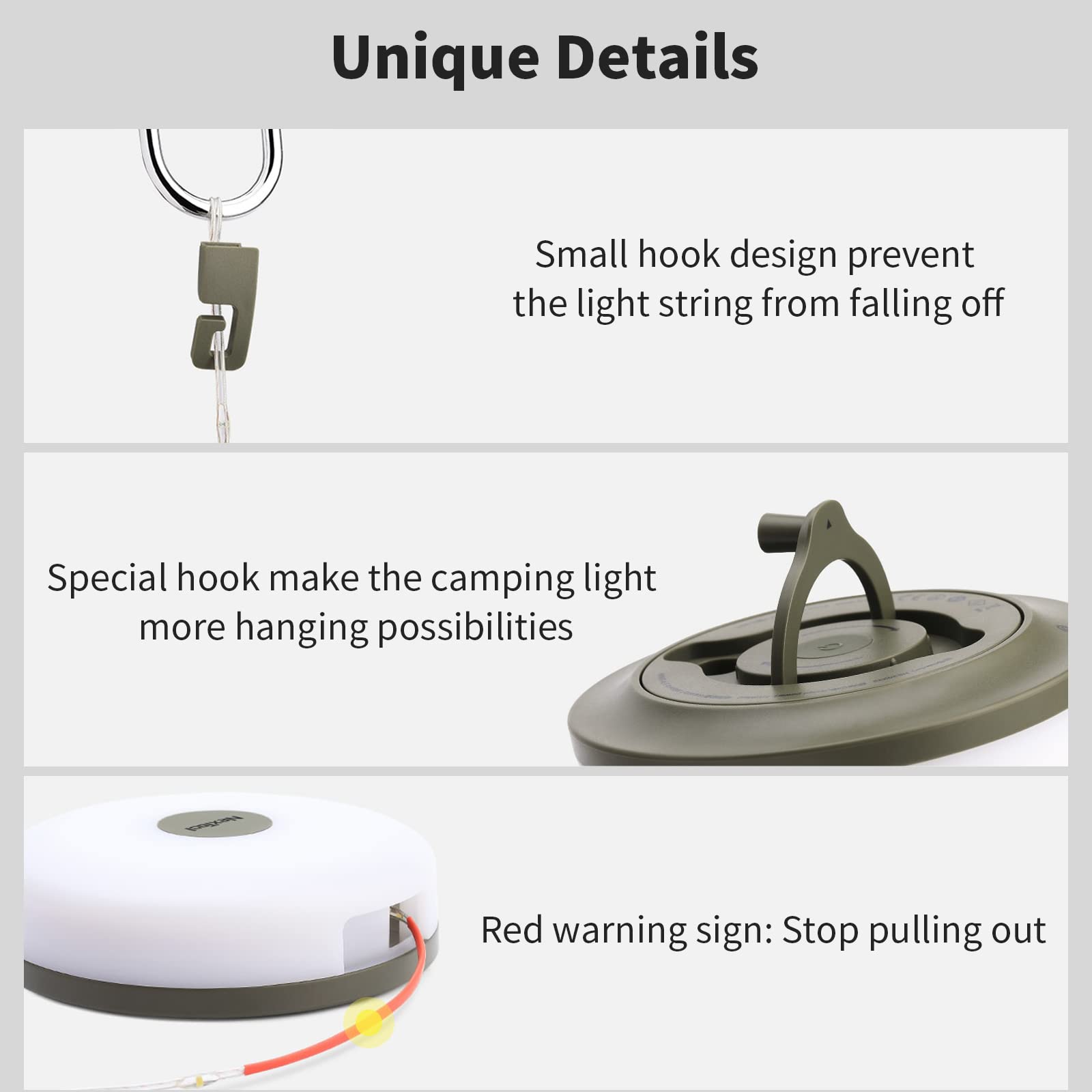 HAMLITE 32.8Ft Rechargeable USB Camping String Lights - Waterproof Outdoor 2-in-1 Portable LED Fairy Lights with 5 Lighting Modes for Camping, Backyard, Hiking, Christmas Decorations & Party Lighting