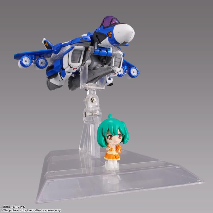 Bandai Tiny Session Macross Frontier VF-25G Messiah Valkyrie (Michael Custom) & Ranka Lee Action Figure Set - Anime Collectible for Display & Play