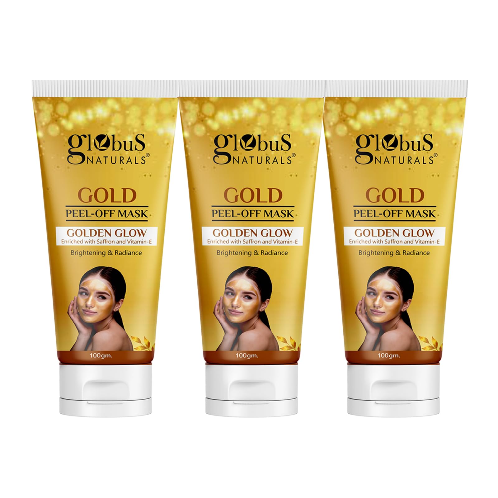 Globus Naturals Gold Radiance Brightening & Skin Lightening Face Care Set - Face Cream, Scrub & Peel Off Mask for Glowing Skin | Perfect for Daily Skincare Routine & Special Occasion Prep