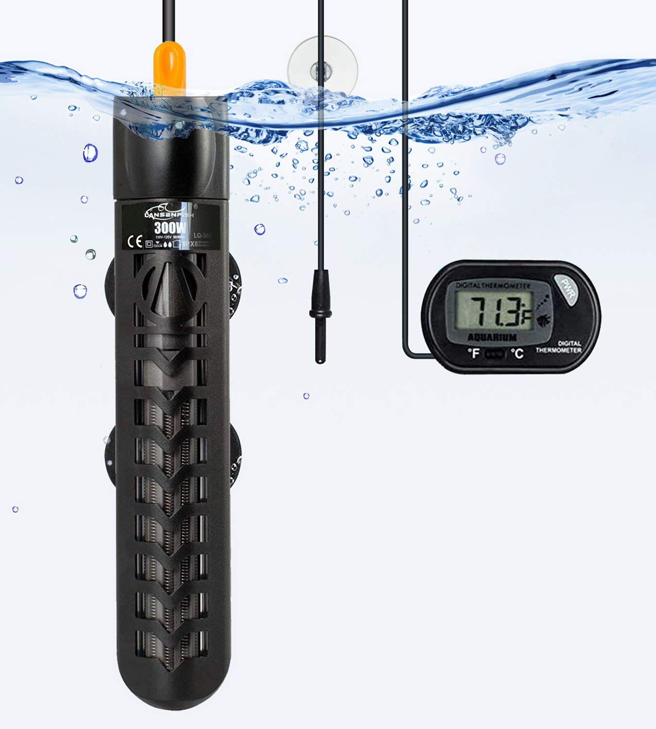 300W Submersible Aquarium Heater for Saltwater & Freshwater (40-75 Gal) - Safe & Accurate for Fish Tanks