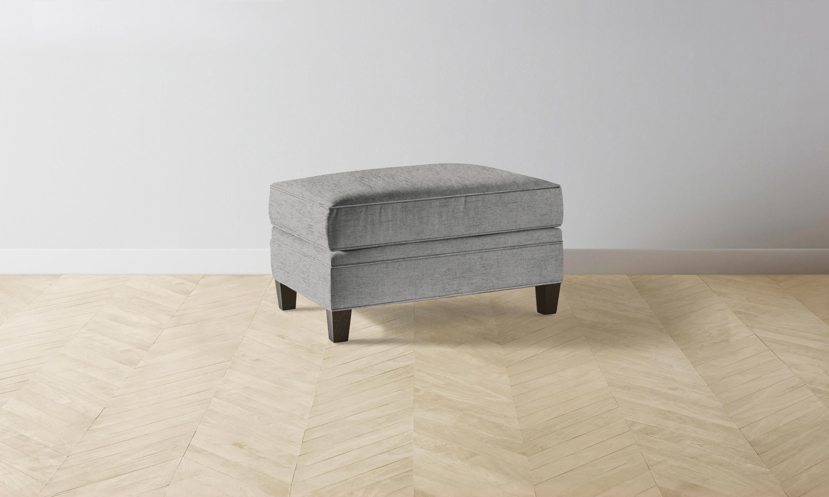 Carmine Ottoman with Performance Tweed Smoke Fabric - Stylish Footrest & Extra Seating for Living Room, Bedroom, or Office