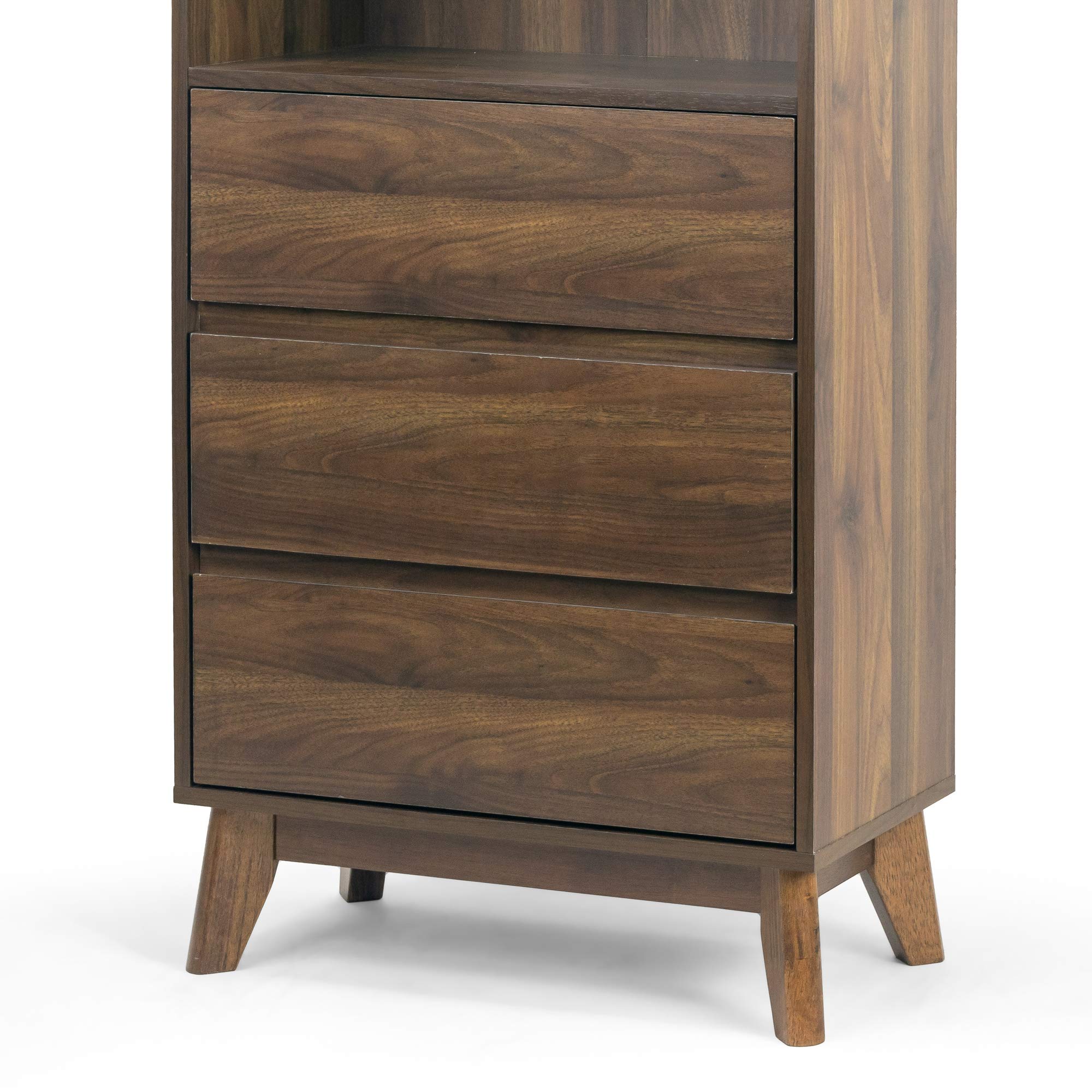 Anson Bookcase Display Shelf Media Tower with Drawers - Stylish Storage for Books, DVDs & Home Decor - Perfect for Living Room, Office & Bedroom Organization