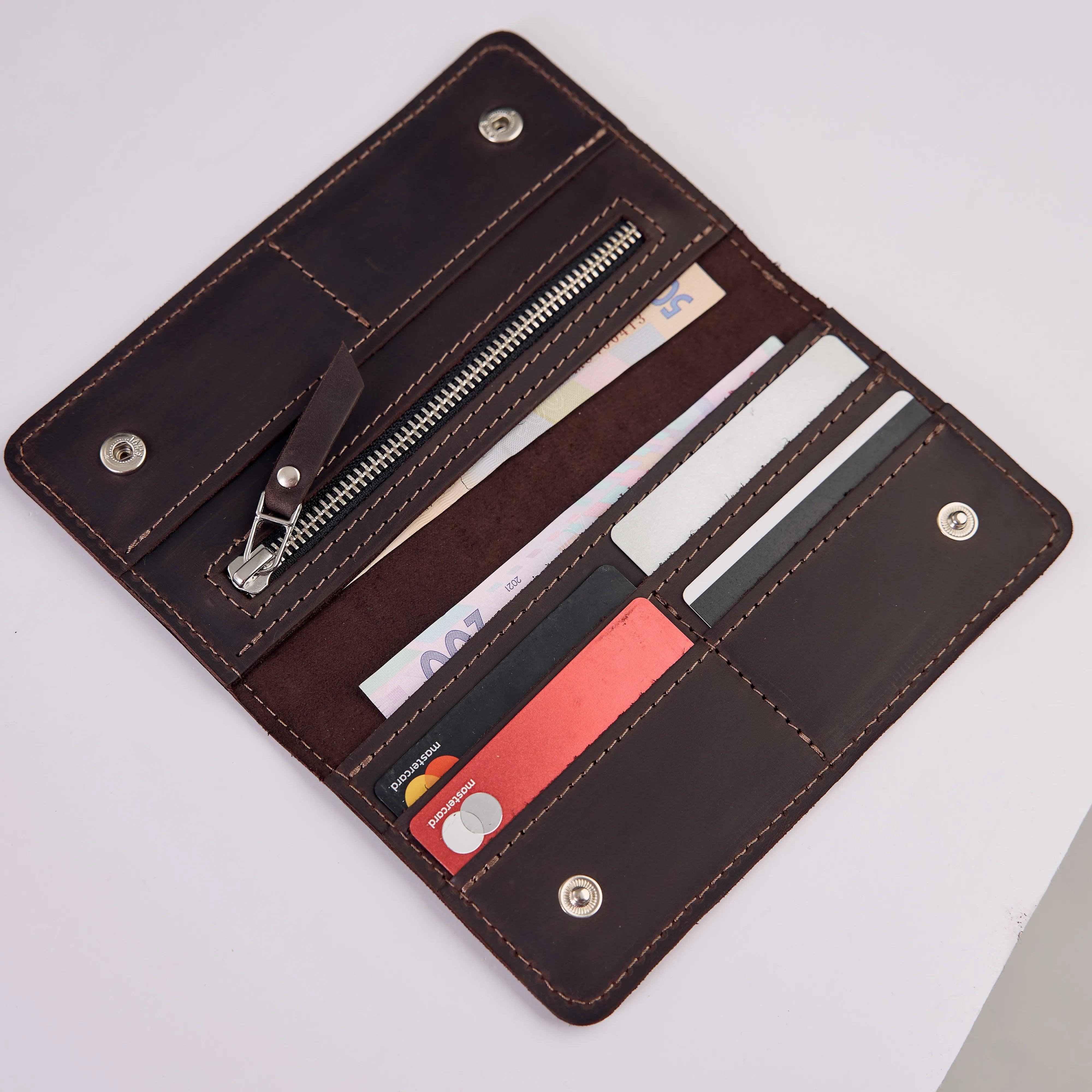 Premium Long Oxford Leather Wallet for Men - Slim RFID Blocking Bifold Wallet with Multiple Card Slots - Perfect for Travel, Business & Everyday Use