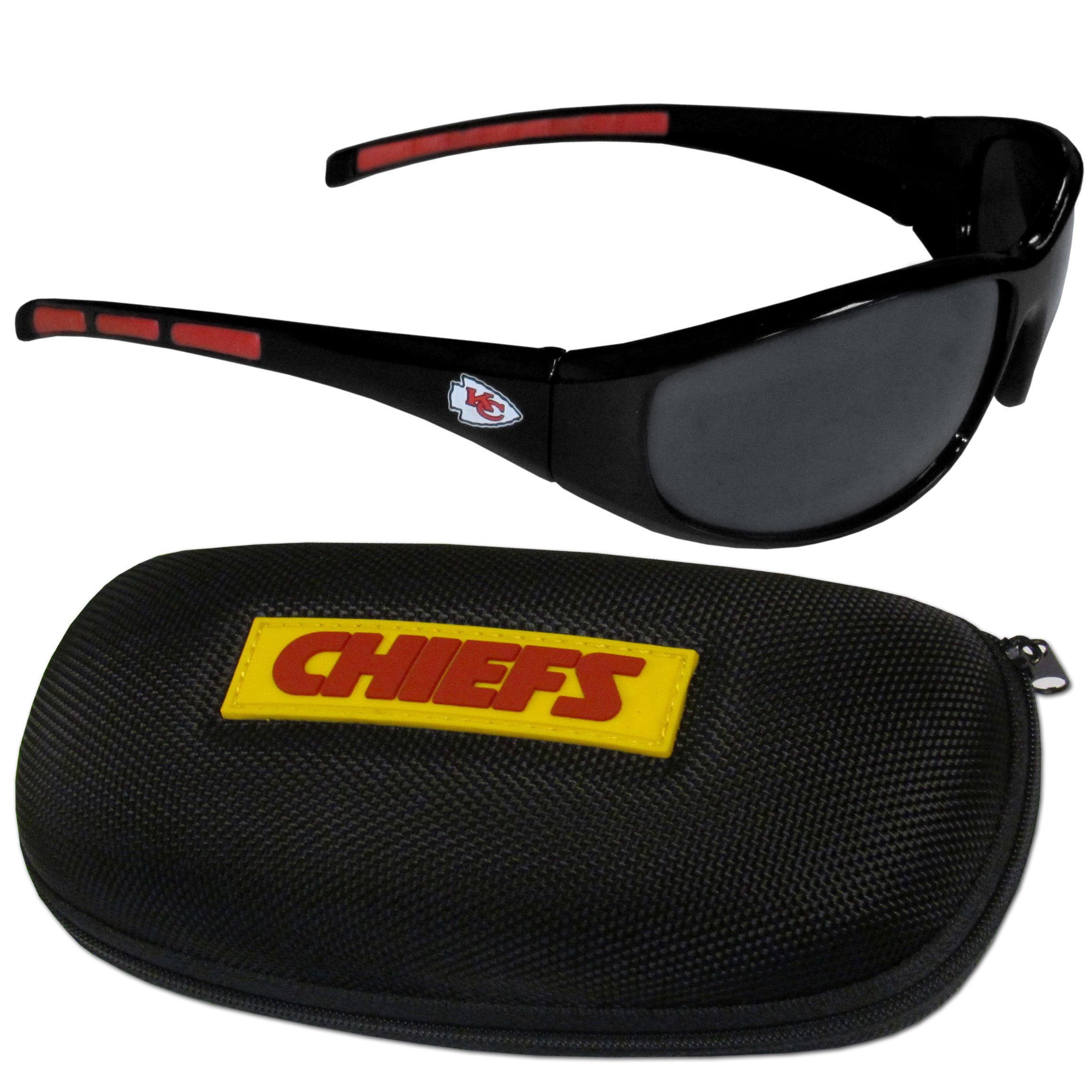 Cincinnati Bengals Wrap Sunglasses with Zippered Case - UV Protection Sports Sunglasses for Football Fans, Running, Cycling & Outdoor Activities