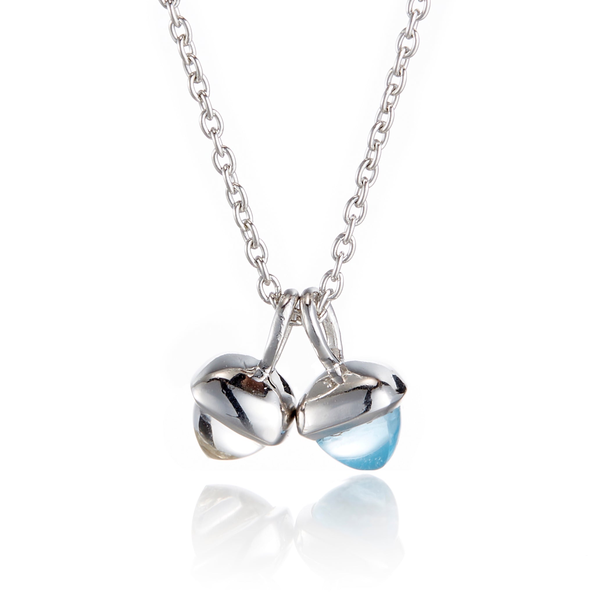 Swiss Blue Topaz & Quartz Double Pendant Necklace - Elegant Sterling Silver Jewelry for Women | Perfect for Weddings, Anniversaries & Special Occasions